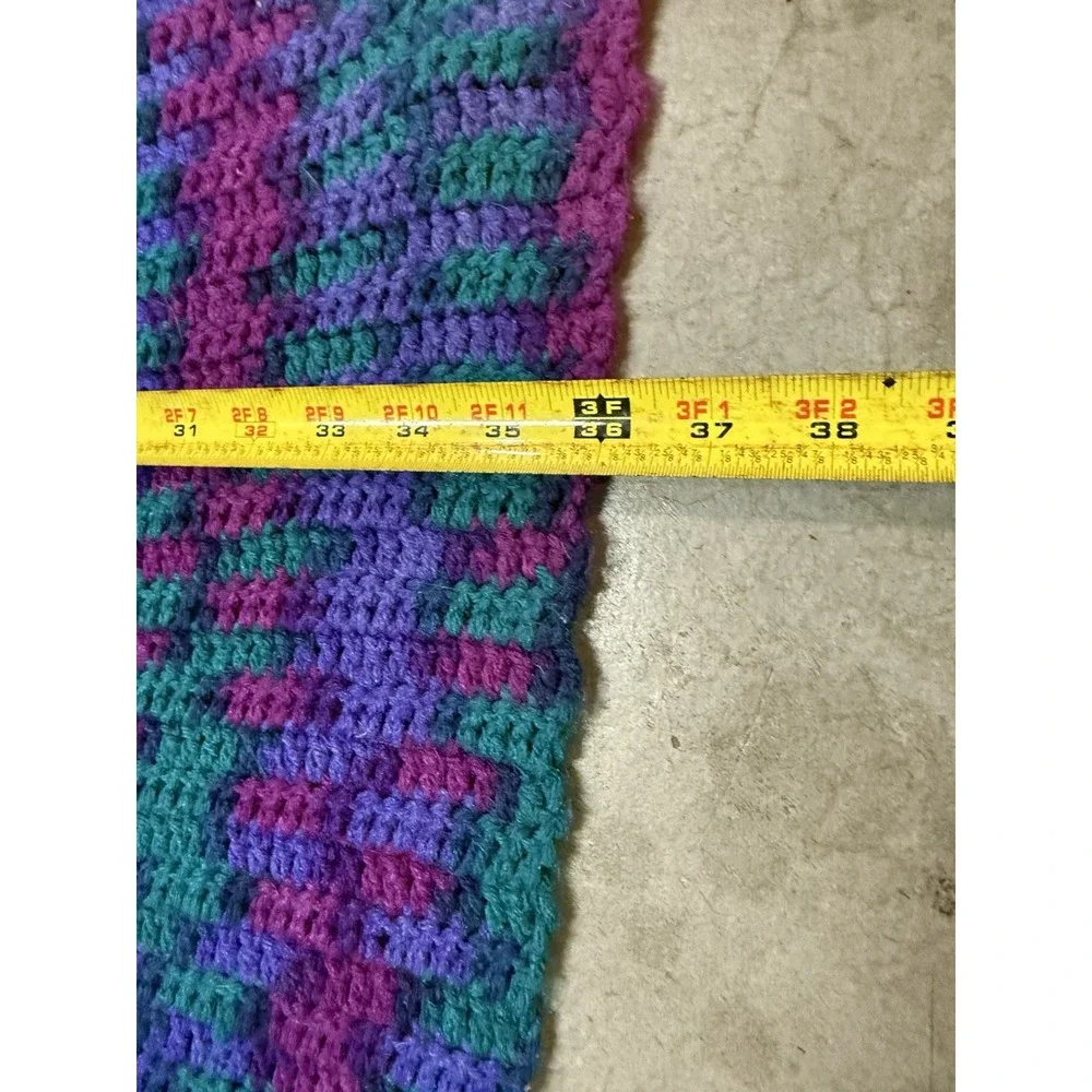 Handmade Crochet Throw Blanket 58x38 Variegated Yarn Optical‎ Illusion Boho